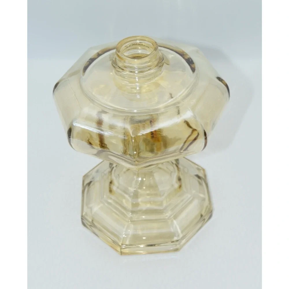 Vintage Iridescent Amber Thick Glass Oil / Kerosene Lamp Base 9.5
